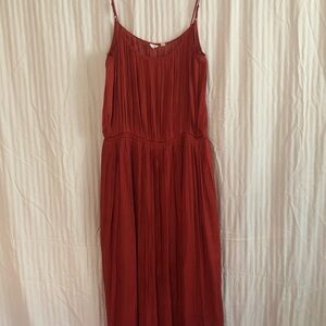 GAP Red/Rust Midi Sundress Spaghetti Strap Sleeveless
